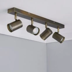Newark Antique Bronze 4 Light Semi Flush Spotlight Bar -Home Lighting Store 1000149076 alt01