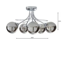 Mateo 5 Light Glass Chrome Semi Flush Ceiling Light -Home Lighting Store 1000158444 alt04