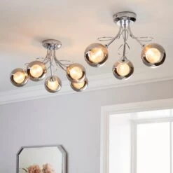 Mateo 5 Light Glass Chrome Semi Flush Ceiling Light -Home Lighting Store 1000158444 alt08