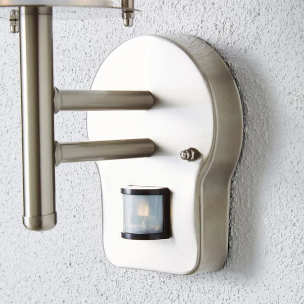 Derek PIR Sensor Glass Steel Outdoor Wall Light 6 Derek PIR Sensor Glass Steel Outdoor Wall Light - Image 4