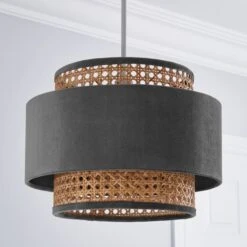 Nova Velvet And Cane Lamp Shade -Home Lighting Store 1000181511 alt01