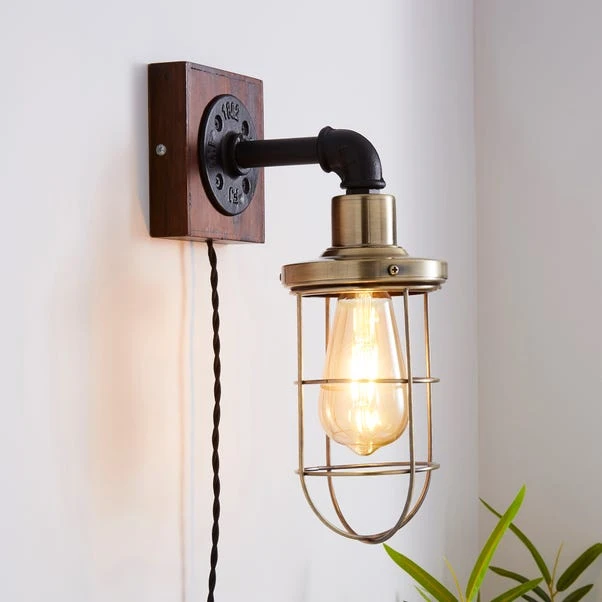 Milas Pipe Industrial Plug In Wall Light 3 Milas Pipe Industrial Plug In Wall Light