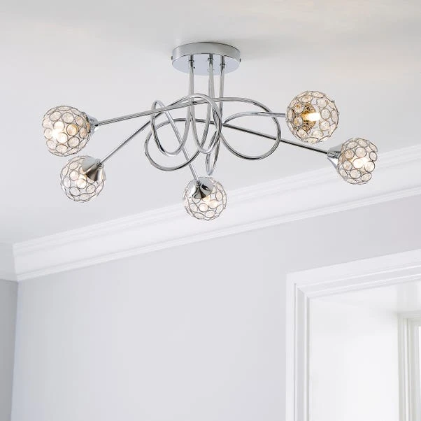Portia 5 Light Semi Flush Ceiling Light 3 Portia 5 Light Semi Flush Ceiling Light