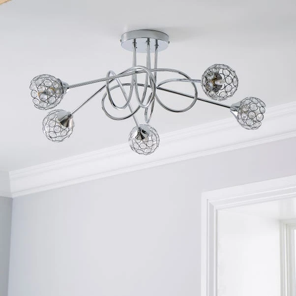 Portia 5 Light Semi Flush Ceiling Light 4 Portia 5 Light Semi Flush Ceiling Light - Image 2