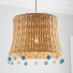 Fiesta Rattan Pom Pom Easy Fit Pendant Shade -Home Lighting Store 30734618