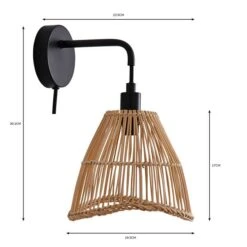 Elements Jaula Rattan Plug In Wall Light -Home Lighting Store 30752930 alt07