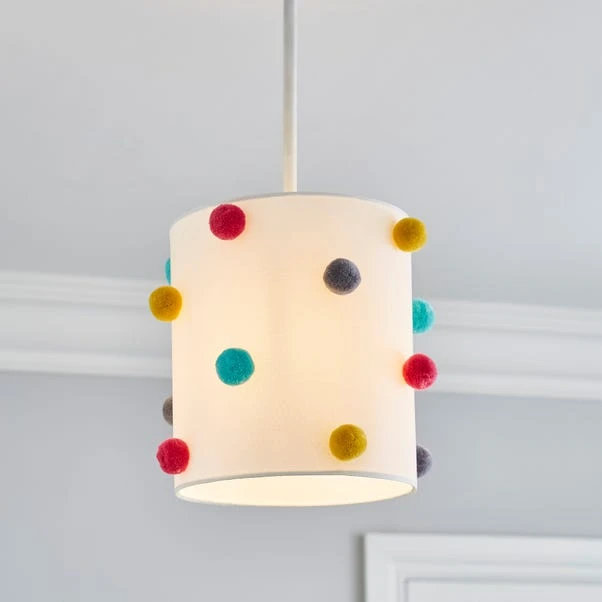 Multi Colour Pom Pom Lamp Shade 3 Multi Colour Pom Pom Lamp Shade