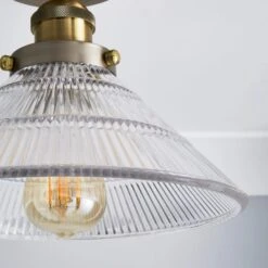 Logan Glass Satin Nickel Semi Flush Ceiling Light -Home Lighting Store 30755756 alt02