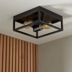 London Industrial Bathroom 2 Light Flush Ceiling Light -Home Lighting Store 30766169 alt01