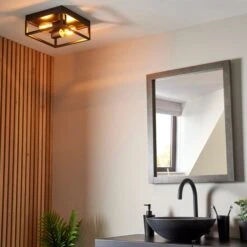 London Industrial Bathroom 2 Light Flush Ceiling Light -Home Lighting Store 30766169 alt02