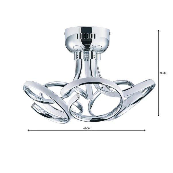 Cortez 5 Light Integrated LED Swirl Semi Flush Ceiling Light 8 Cortez 5 Light Integrated LED Swirl Semi Flush Ceiling Light - Image 6