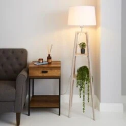 Beaumont Plant Stand Wooden Floor Lamp