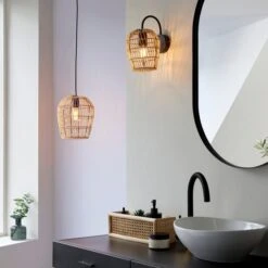 Kirra Bathroom Faux Rattan Wall Light -Home Lighting Store 30789838 alt05