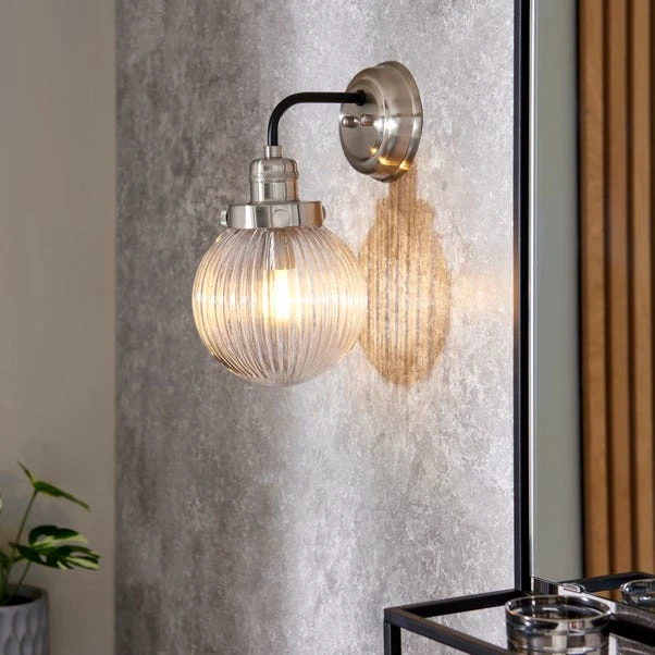 Broden Ribbed Chrome Wall Light 3 Broden Ribbed Chrome Wall Light