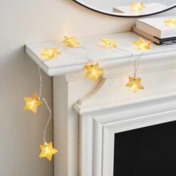 Gold Metal Mesh Star LED String Lights