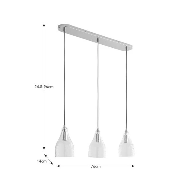 Hannam Recycled Glass 3 Light Diner Ceiling Light 7 Hannam Recycled Glass 3 Light Diner Ceiling Light - Image 5