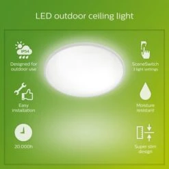 Philips Warm White Superslim Integrated LED Outdoor Flush Ceiling Light 26 Philips Warm White Superslim Integrated LED Outdoor Flush Ceiling Light -Home Lighting Store 30838294 alt03