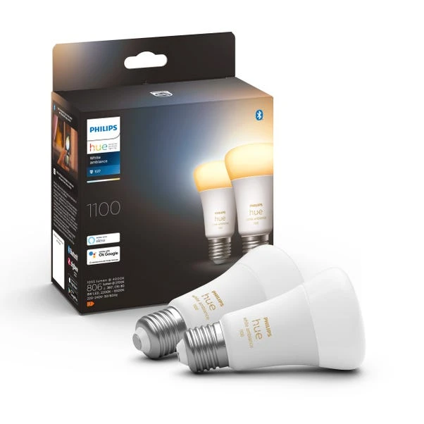 Set Of 2 Philips HUE Smart 8W ES GLS LED Tunable Bulbs 3 Set Of 2 Philips HUE Smart 8W ES GLS LED Tunable Bulbs