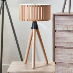 Rabanne Wooden Slat Tripod Table Lamp -Home Lighting Store 30850545