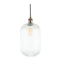 Abigail Tall Ribbed Glass Pendant Light -Home Lighting Store 30850623 alt03