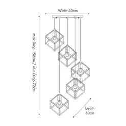 Alessio Nickel Metal Cube 5 Light Cluster Ceiling Light -Home Lighting Store 30850637 alt05