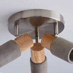 Inka Concrete Wood Effect 3 Light Semi Flush Spotlight -Home Lighting Store 30856610 alt03
