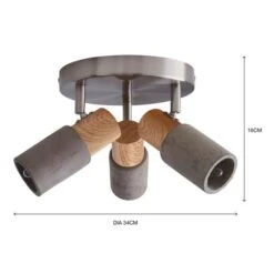 Inka Concrete Wood Effect 3 Light Semi Flush Spotlight -Home Lighting Store 30856610 alt07