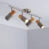 Inka 4 Light Concrete Wood Effect Semi Flush Spotlight Bar -Home Lighting Store 30856971