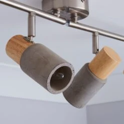 Inka 4 Light Concrete Wood Effect Semi Flush Spotlight Bar -Home Lighting Store 30856971 alt02