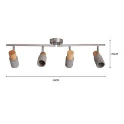 Inka 4 Light Concrete Wood Effect Semi Flush Spotlight Bar -Home Lighting Store 30856971 alt07
