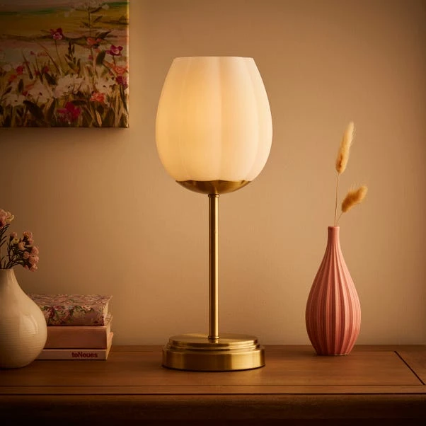 Frosted Tulip Ribbed Table Lamp 4 Frosted Tulip Ribbed Table Lamp - Image 2