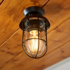 Barker Industrial Indoor Outdoor Flush Ceiling Light -Home Lighting Store 30869648