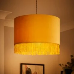 Fringed Velvet Drum Lamp Shade -Home Lighting Store 30870733 alt01