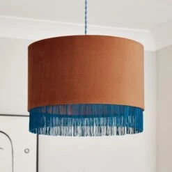 Fringed Velvet Drum Lamp Shade -Home Lighting Store 30870757