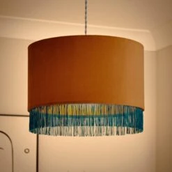 Fringed Velvet Drum Lamp Shade -Home Lighting Store 30870757 alt01