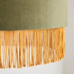 Fringed Velvet Drum Lamp Shade -Home Lighting Store 30870758 alt02