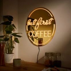 But First Coffee Indoor Outdoor Mirrored Neon Sign -Home Lighting Store 30873114 alt01