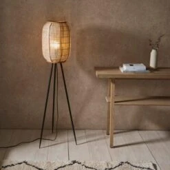 Vogue Zen Linen And Bamboo Floor Lamp