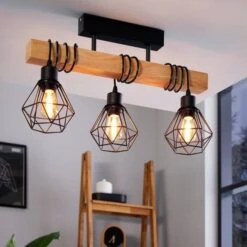 EGLO Townshend 3-Light Industrial Semi Flush Ceiling Light