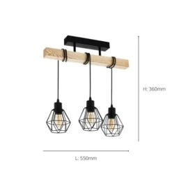 EGLO Townshend 3-Light Industrial Semi Flush Ceiling Light -Home Lighting Store 30886090 alt03
