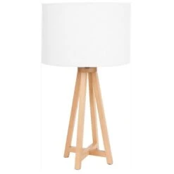 Whitby Wood Tapered 4 Post Linen Table Lamp -Home Lighting Store 30889394 alt02