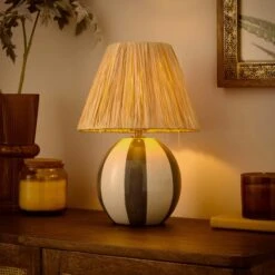 Mirabelle Round Striped Table Lamp -Home Lighting Store 30894901 alt01