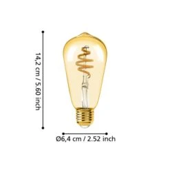 EGLO 9W Dimmable Spiral Filament LED ES Edison Smart Bulb 11 EGLO 9W Dimmable Spiral Filament LED ES Edison Smart Bulb -Home Lighting Store 30907013 alt04
