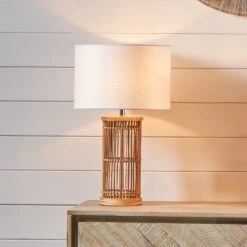 Sorbus Natural Ribbed Table Lamp -Home Lighting Store 30909402