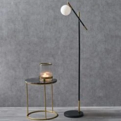 Wanda White Orb And Black Metal Floor Lamp