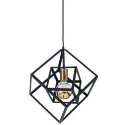 Alessio Matt Black Metal Cube Pendant Light -Home Lighting Store 30909444 alt02
