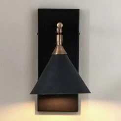 Zeta Matt Black And Antique Brass Wall Light