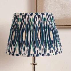 Izara Ikat Patterned Gathered Tapered Lamp Shade -Home Lighting Store 30909524