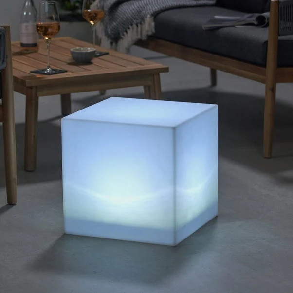 Cube Rechargeable Colour Changing LED Outdoor Table Lamp 3 Cube Rechargeable Colour Changing LED Outdoor Table Lamp