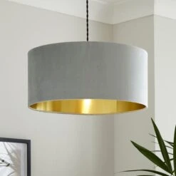 Ari Velvet Drum Lamp Shade -Home Lighting Store 30916711